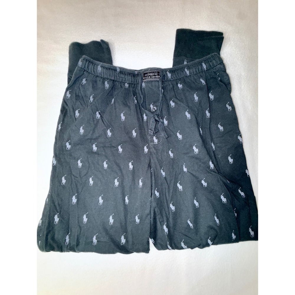 Polo Ralph Lauren Joggers Mens Size M Black  All Over Pony Sleepwear